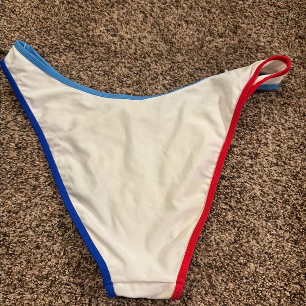 Wild Fable White and Red Bikini Bottom High-Cut Swim - Picture 3 of 3